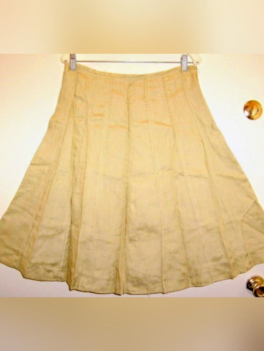 Vintage Sexy Linen Paneled Inlay Flare Lined Skirt